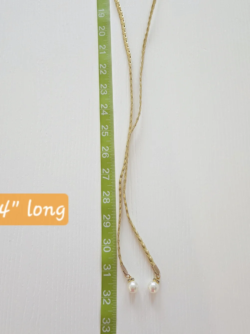 Gold Thin Braided Belt With Pearl Decor